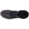A top-down view of a black boot with fur lining. Voir les images du produit