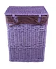 A purple wicker laundry basket with a brown fabric lining and bow accents. Podgląd zdjęcia produktu