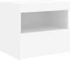 A white nightstand with an open shelf and a drawer. Produktbild-Vorschau