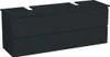 A dark gray vanity cabinet with two drawers, shown from a three-quarter angle against a white background. Produktbild-Vorschau