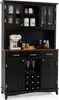 A black kitchen hutch with a wooden countertop, displaying various kitchen items like a coffee machine, jars, and wine glasses. Anteprima dell’immagine prodotto