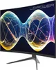 A curved computer monitor with a colorful abstract image displayed on the screen, shown from a side angle on its stand. Náhled obrázku produktu