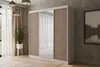 A modern bedroom or living room setting with a large wardrobe, curtains, a plant, and a framed picture on the wall. Produktbild-Vorschau