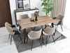 A dining room set with a wooden table and chairs. Podgląd zdjęcia produktu