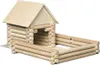 A model log cabin made of wooden building blocks, with a fenced-in yard area. Anteprima dell’immagine prodotto