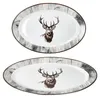 2x Alois Servierplatte oval Porzellan 35,5x24,3cm Hirsch Produktbild-Vorschau 2