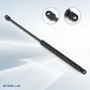 A black gas strut is shown against a light gray and white background, with two close-up insets of the mounting points. Produktbild-Vorschau