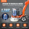 A marketing image for an electric concrete floor grinder, showcasing its features and specifications. Produktbild-Vorschau
