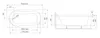 Technical drawing of a bathtub with dimensions and measurements. Produktbild-Vorschau