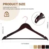 A product image showcasing wooden hangers with dimensions and weight capacity information. There are also color swatches at the bottom. Produktbild-Vorschau