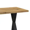 A close-up of a wooden table with black metal legs. Náhľad obrázku produktu