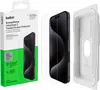 A product shot of a Belkin Screenforce UltraGlass 2 screen protector for an iPhone 15 Pro Max, including the packaging and a plastic tray. Produktbild-Vorschau