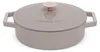 A gray cast iron pot with a pink knob on the lid, shown from a slightly elevated side angle on a white background. Anteprima dell’immagine prodotto