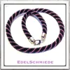 Häkelkette, Grau mit rosé, 925/- Verschluß Produktbild-Vorschau 1