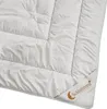 A close-up view of a white duvet with visible stitching and a brand label. Produktbild-Vorschau