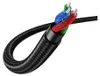 A close-up shot of a black braided audio cable with its internal wires exposed. Produktbild-Vorschau