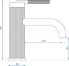 A technical drawing of a faucet with dimensions indicated. Anteprima dell’immagine prodotto