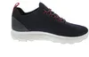 A side view of a blue sneaker with red laces and a white sole, isolated on a white background. Produktbild-Vorschau
