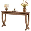 A wooden console table with decorative items on top, isolated on a white background. Anteprima dell’immagine prodotto