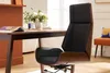 Miliboo - Design-Bürosessel dunkles Holz und Schwarz CURVED Produktbild-Vorschau 2