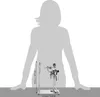 A silhouette of a person is shown behind a metal figurine of a darts player with a dartboard, with dimensions indicated. Náhled obrázku produktu