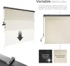 A marketing image showing a retractable awning with text describing its features and materials. Náhled obrázku produktu