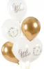 Detailansicht der Kommunion-Ballons mit goldener Schrift „God Bless“ und floralen Kreuzmotiven in Weiß und Gold. Náhled obrázku produktu