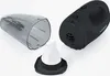 Exploded view of a black handheld vacuum cleaner with its filter and dustbin shown separately. Produktbild-Vorschau