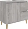 A bathroom cabinet with drawers and a door, shown from a three-quarter angle on a white background. Produktbild-Vorschau