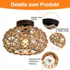 Deckenleuchte Vintage Rattan – Boho Hängelampe Produktbild-Vorschau 3