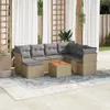 8-tlg. Garten-Sofagarnitur mit Kissen Beige Poly Rattan Produktbild-Vorschau 1