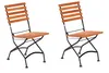 Two wooden folding chairs with black metal frames are shown against a white background. Produktbild-Vorschau
