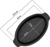 A black oval cast iron serving pan with measurement lines indicating its dimensions. Produktbild-Vorschau