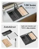 VBChome Edelstahlspüle 58 x 45 cm Schwarz Zubehörset Produktbild-Vorschau 4