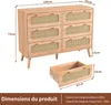 Commode 6 tiroirs en bois naturel avec façades en rotin Voir les images du produit 6