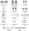 A flat lay of various jewelry making components and tools, neatly arranged and labeled. Produktbild-Vorschau