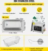 A collage of images showing an ultrasonic cleaner, its tank dimensions, a cleaning basket, and a jewelry cleaning ball. Náhled obrázku produktu