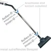 Diagram showing how a vacuum cleaner hose connects to a telescopic tube, and how the tube connects to a floor nozzle. Anteprima dell’immagine prodotto