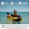 A man in swimming gear is in the water holding a yellow flotation device. Voir les images du produit