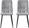 Two gray dining chairs with black metal legs are shown against a white background. Produktbild-Vorschau