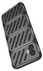 A black phone case with a carbon fiber look is shown against a white background. Produktbild-Vorschau