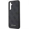 A close-up side view of a dark gray phone case with a repeating Guess logo pattern. Produktbild-Vorschau