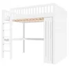 A white loft bed with a desk underneath, shown against a white background. Produktbild-Vorschau