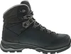 A side view of a black hiking boot with gray accents and orange and gray laces. Voir les images du produit