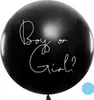 A large black balloon with white text asking "Boy or Girl?" and a small blue circle in the bottom right corner. Produktbild-Vorschau