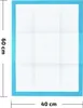 A top-down view of a disposable pet training pad with dimensions indicated. Produktbild-Vorschau