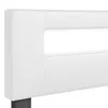 Close-up of a white upholstered headboard with a cutout and a black leg. Náhled obrázku produktu