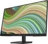 A black HP monitor with a colorful abstract wallpaper displayed on its screen, shown from a three-quarter angle on a stand. Produktbild-Vorschau