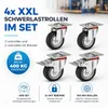 Set van 4 zwaar belastbare wielen met rem – Zwenkwielen Productafbeelding-voorbeeld 4