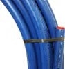 A close-up view of several blue pipes bundled together with a dark strap. Produktbild-Vorschau